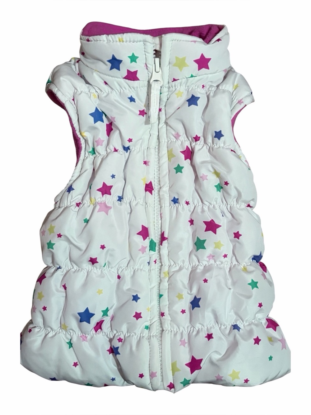 1989 Place Puffer Winter Vest White With Stars Zip Up Toddler Size 18-24 Months